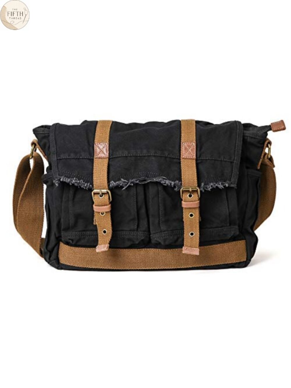 Canvas Messenger Bag Vintage Shoulder Bag Frayed Boho Purse